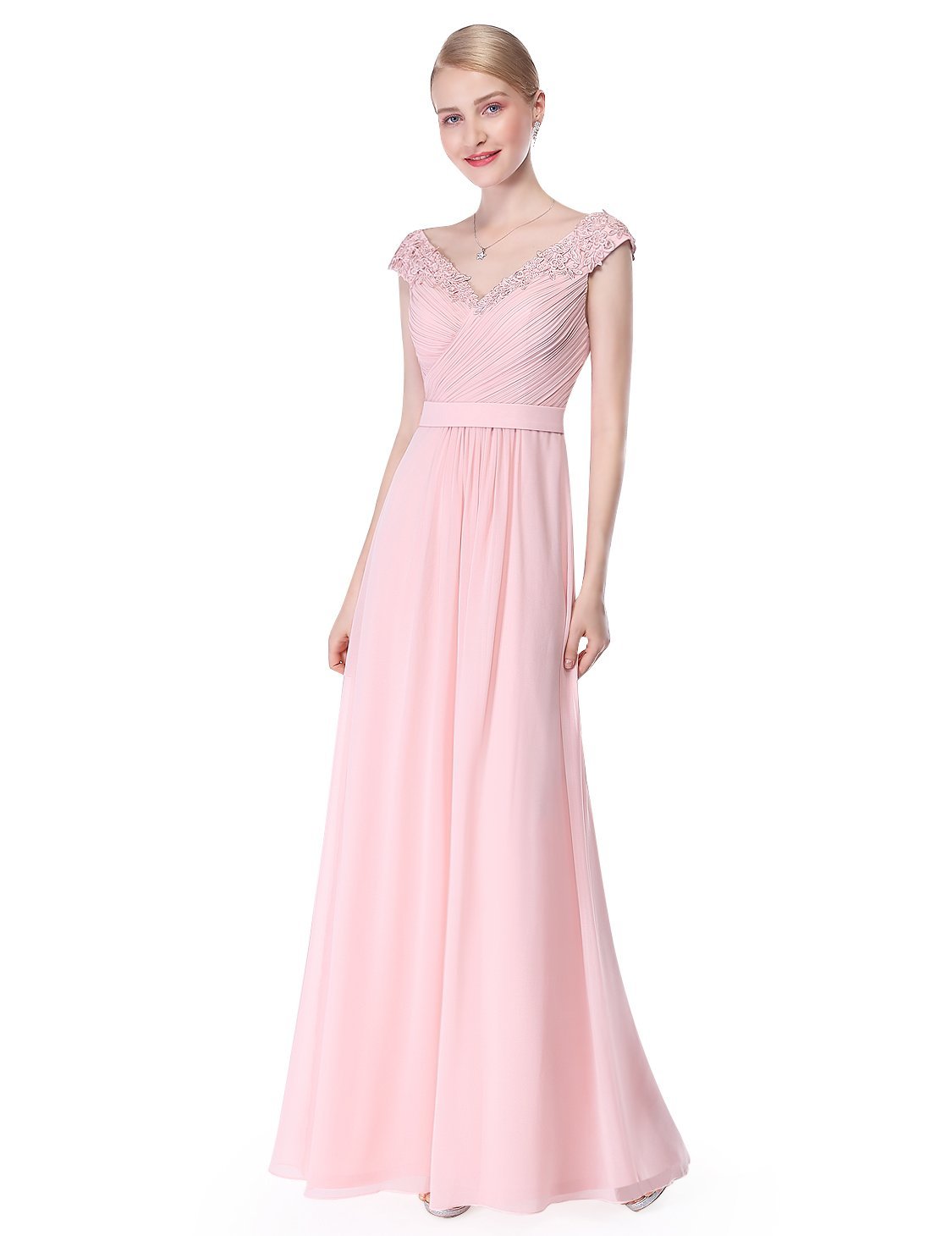 Women's Elegant V-neck Long Bridesmaids Dress