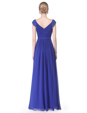 Women's Elegant V-neck Long Bridesmaids Dress