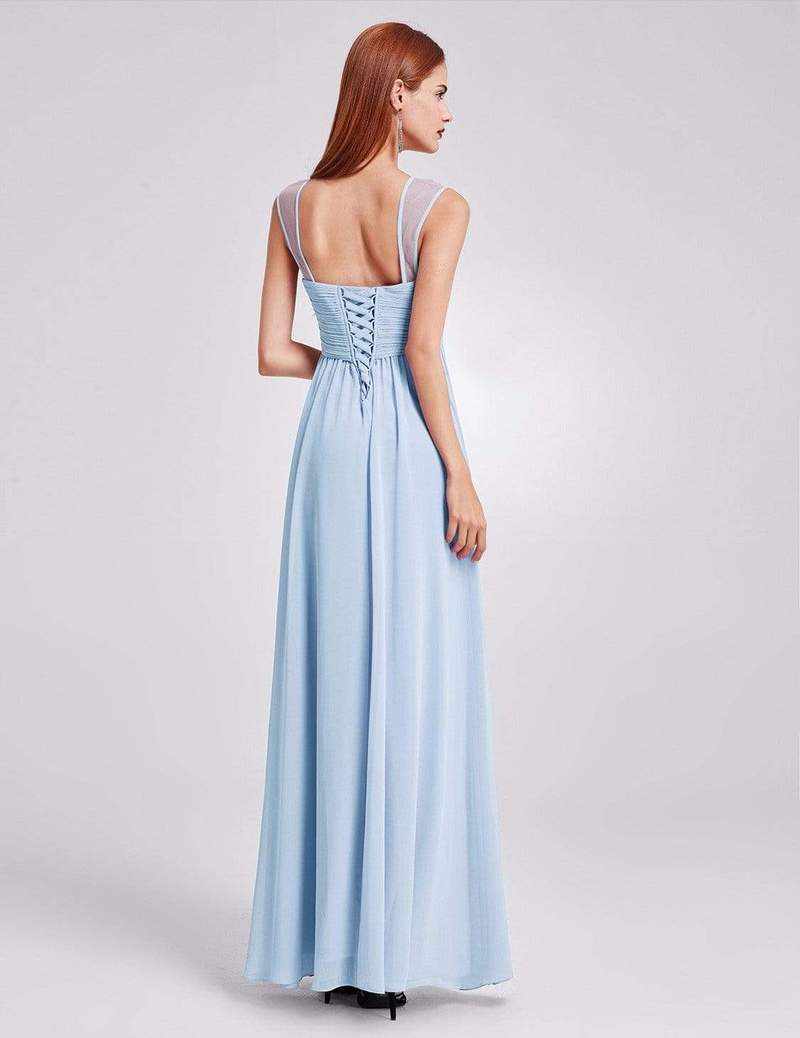 Elegant Long Chiffon Bridesmaid Dress with Corset Back