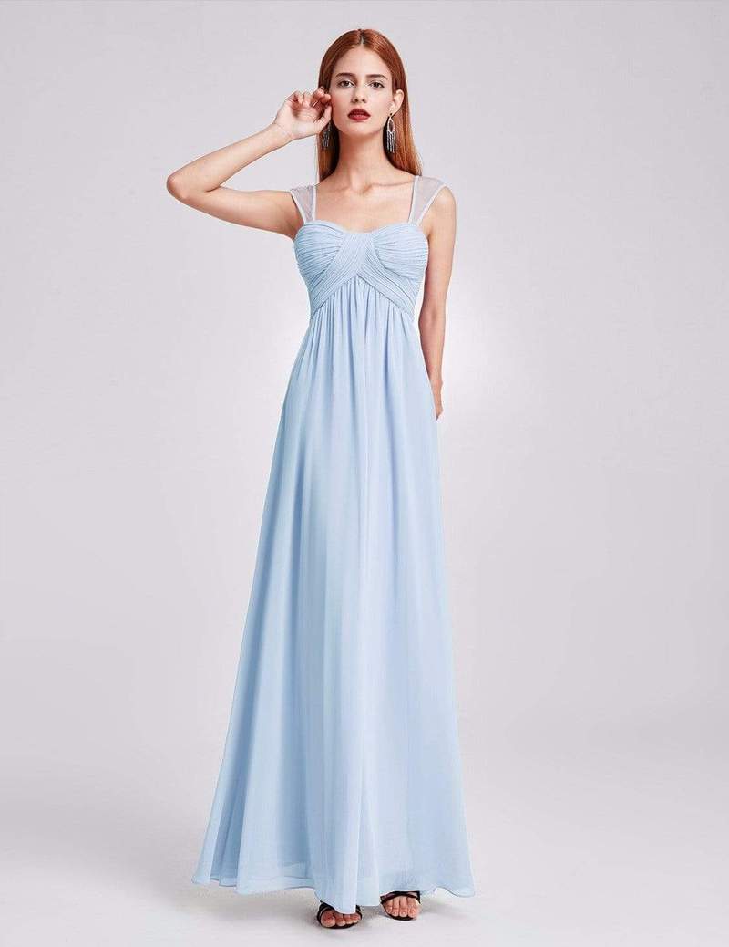 Elegant Long Chiffon Bridesmaid Dress with Corset Back