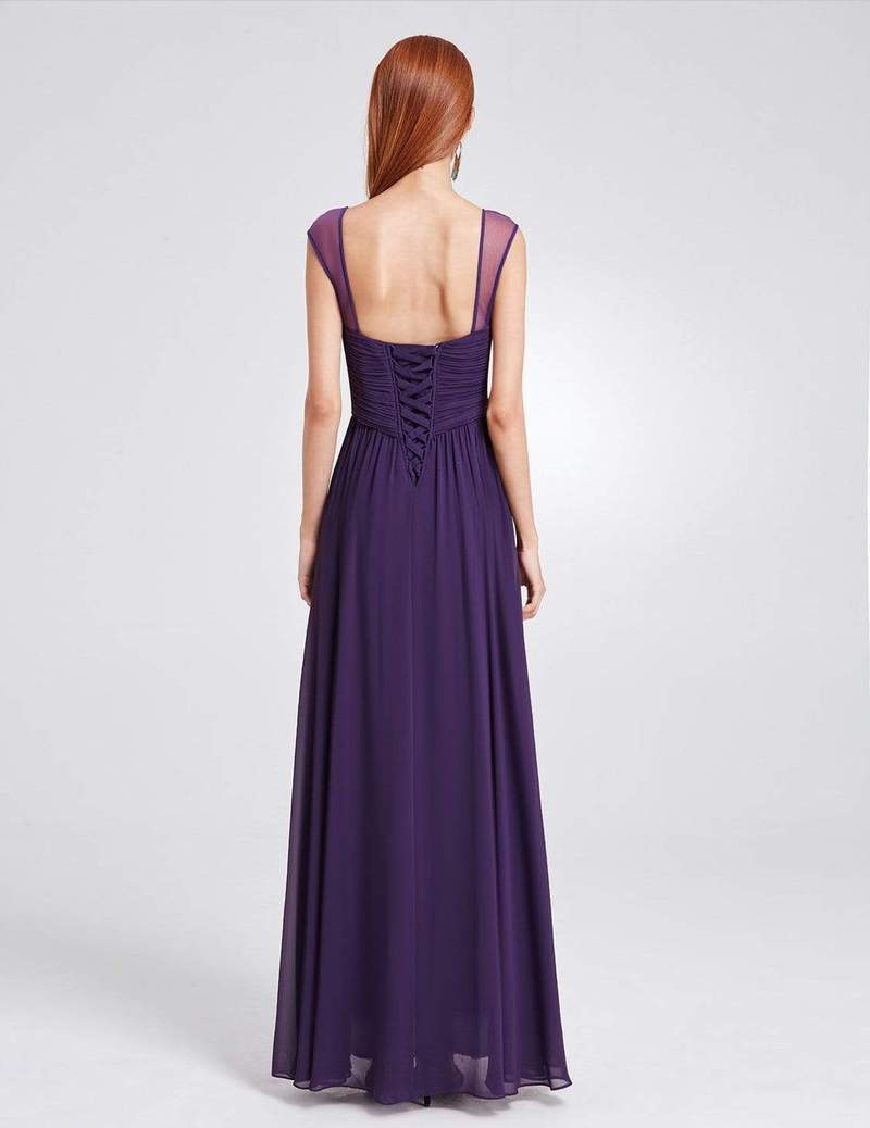 Elegant Long Chiffon Bridesmaid Dress with Corset Back