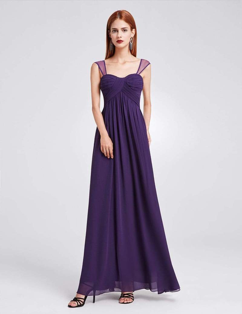 Elegant Long Chiffon Bridesmaid Dress with Corset Back