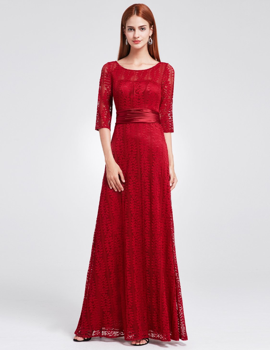 Round Neck Lace Bridesmaids Dress