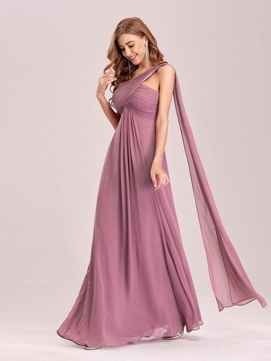 Shoulder Chiffon Ruffle Bridesmaids Dress