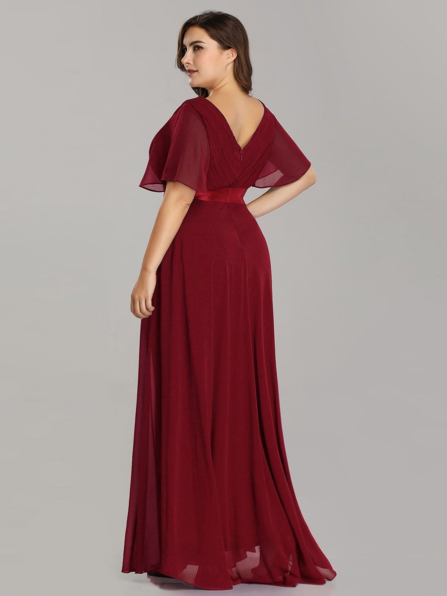 Jacqui Double V-Neck Ruffle Sleeve Bridesmaids Dress
