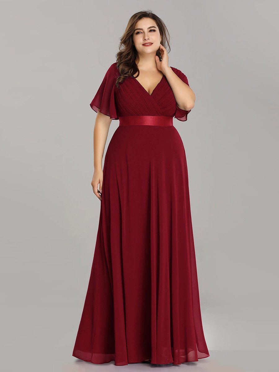 Jacqui Double V-Neck Ruffle Sleeve Bridesmaids Dress