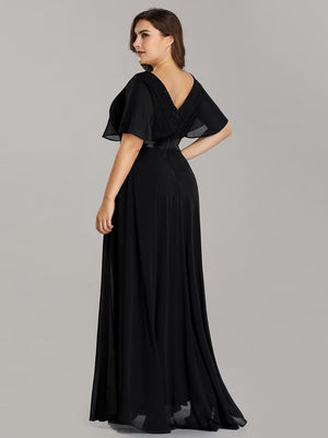 Jacqui Double V-Neck Ruffle Sleeve Bridesmaids Dress