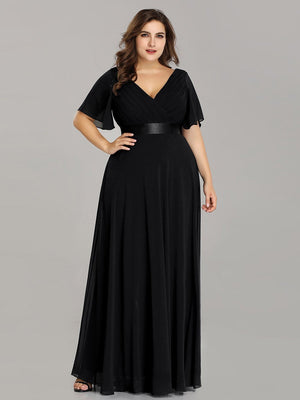 Jacqui Double V-Neck Ruffle Sleeve Bridesmaids Dress