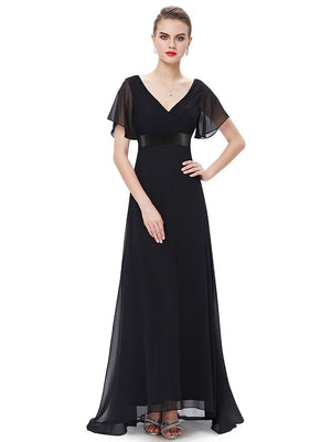 Jacqui Double V-Neck Ruffle Sleeve Bridesmaids Dress