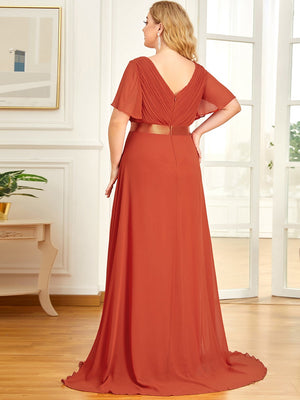 Jacqui Double V-Neck Ruffle Sleeve Bridesmaids Dress