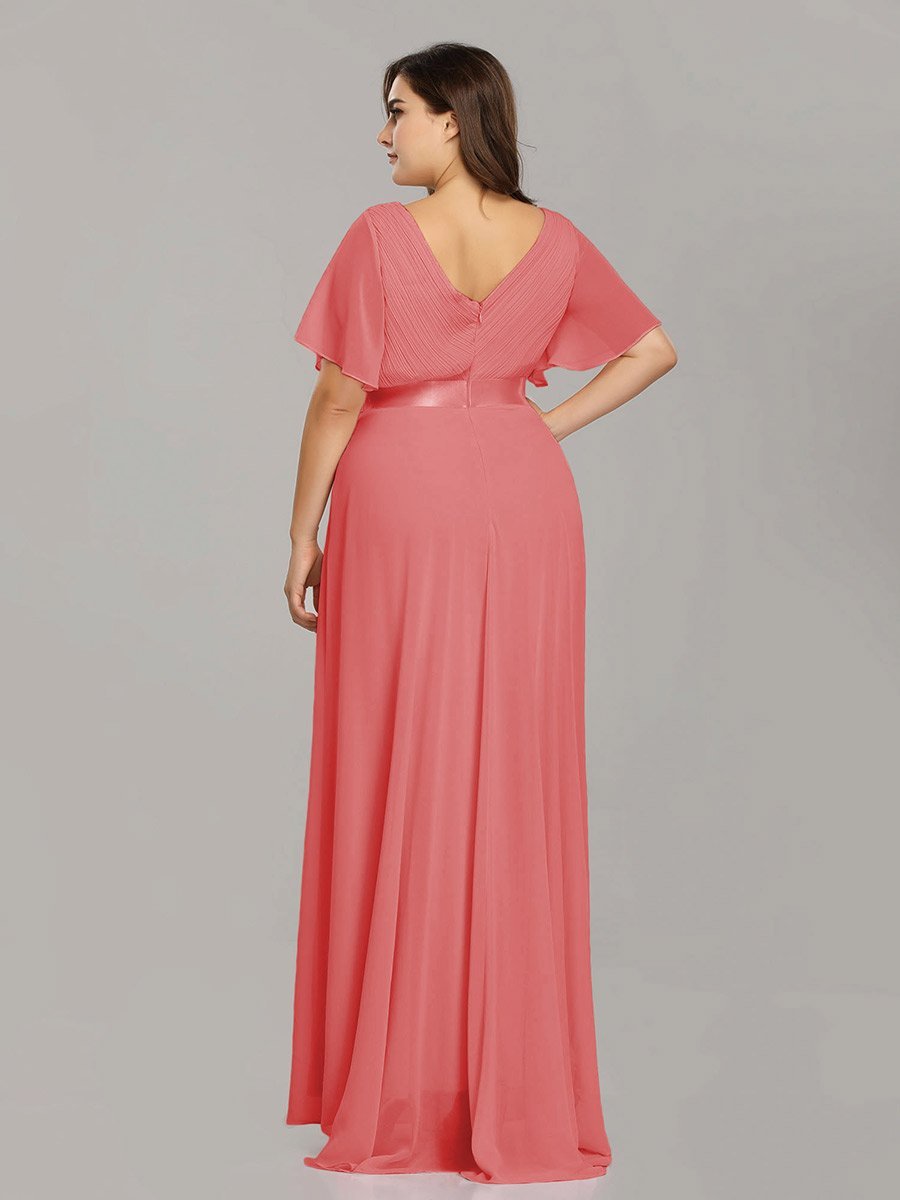 Jacqui Double V-Neck Ruffle Sleeve Bridesmaids Dress