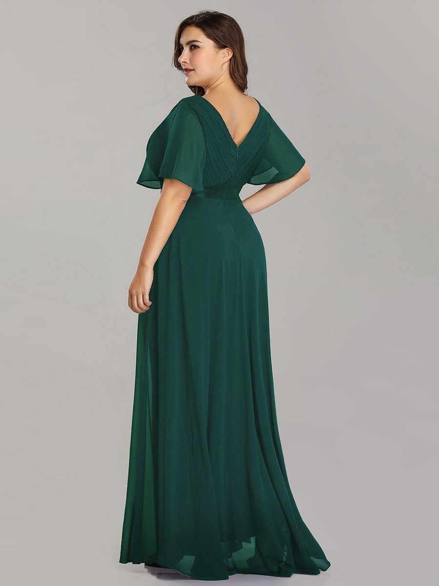 Jacqui Double V-Neck Ruffle Sleeve Bridesmaids Dress