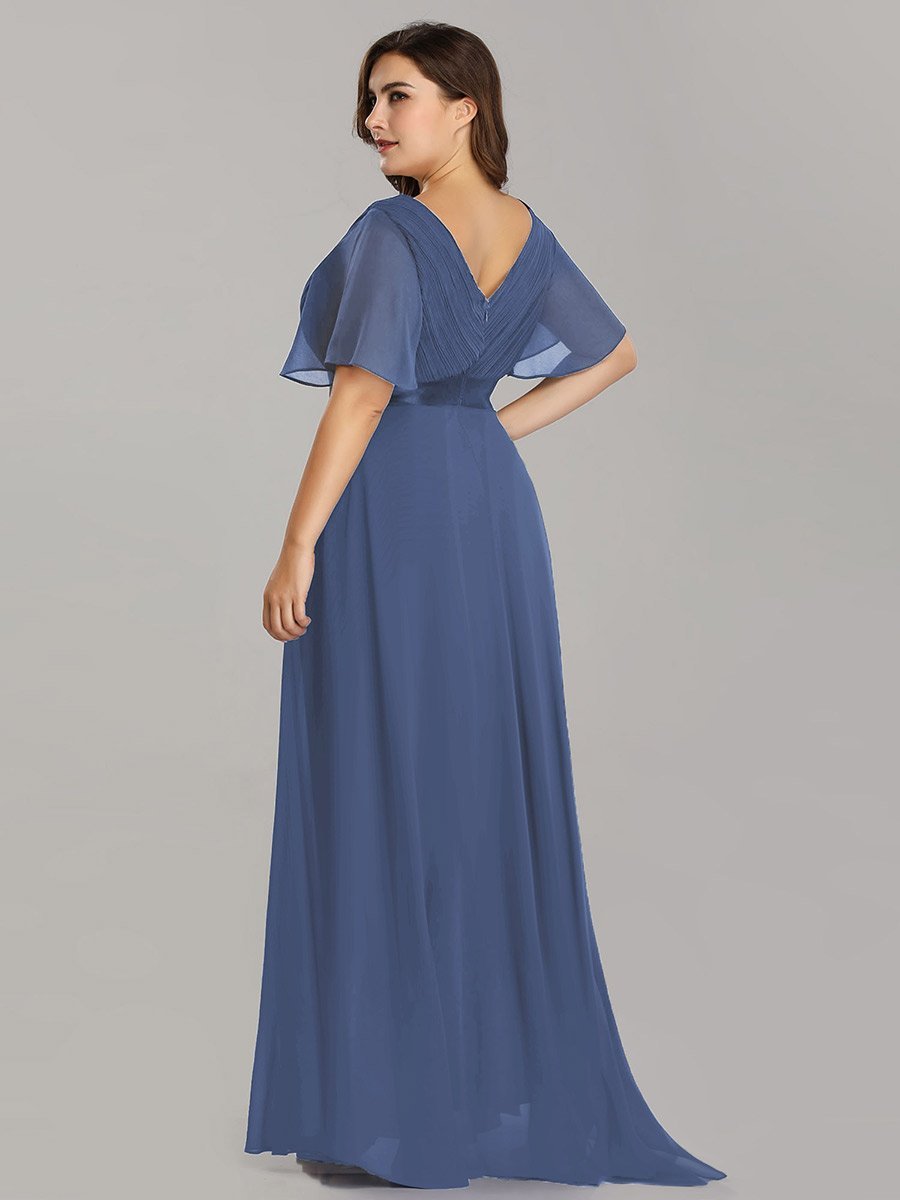Jacqui Double V-Neck Ruffle Sleeve Bridesmaids Dress