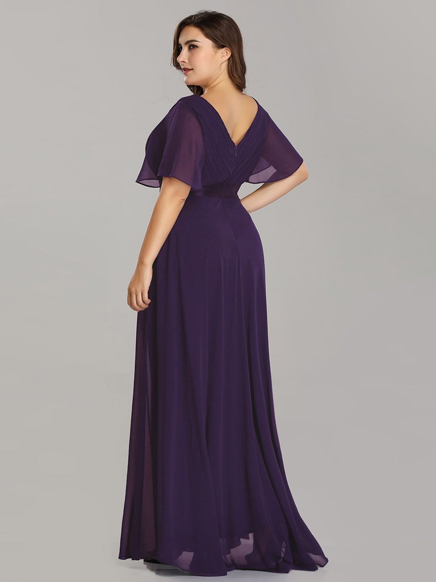 Jacqui Double V-Neck Ruffle Sleeve Bridesmaids Dress
