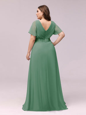 Jacqui Double V-Neck Ruffle Sleeve Bridesmaids Dress
