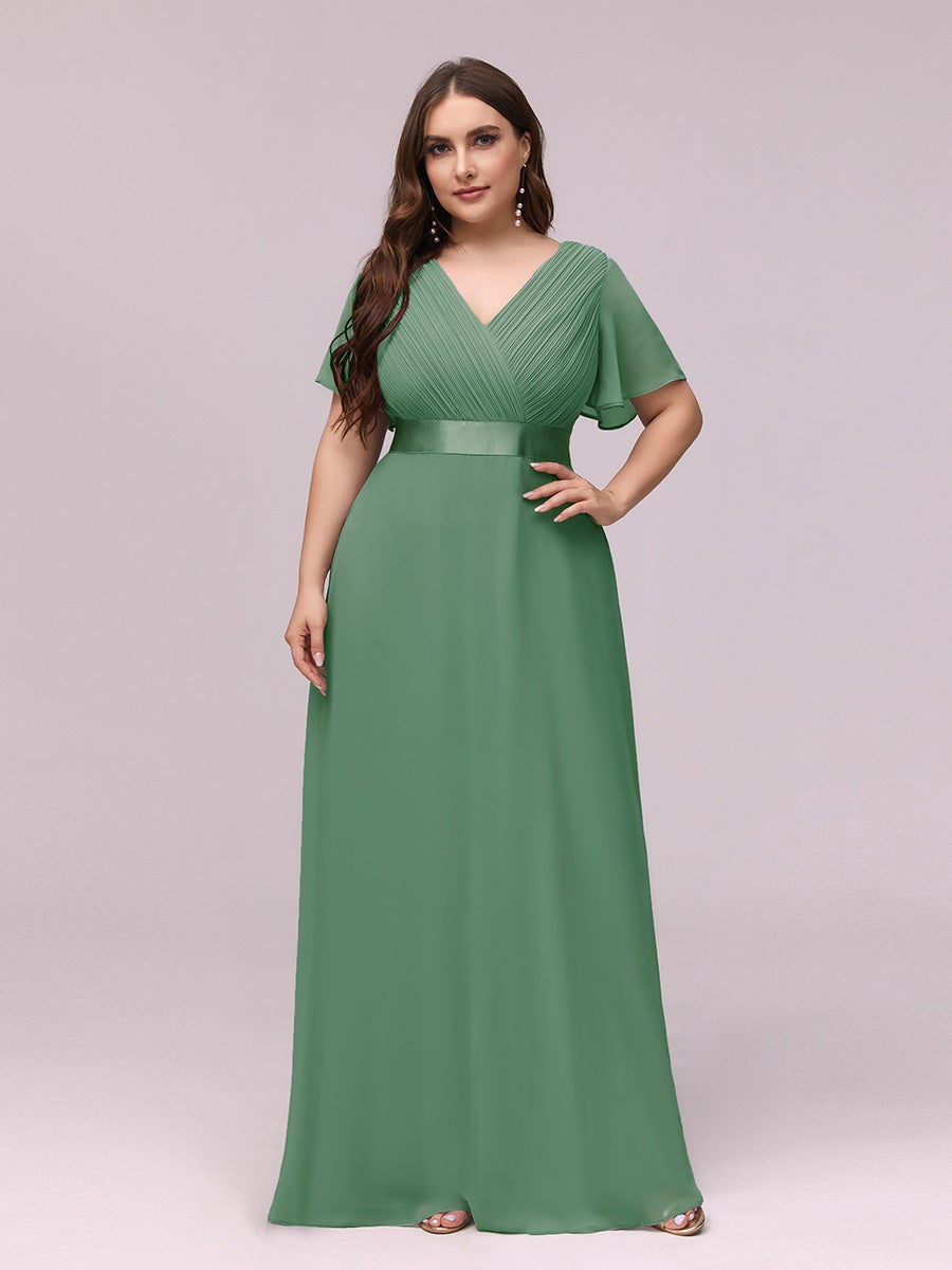 Jacqui Double V-Neck Ruffle Sleeve Bridesmaids Dress
