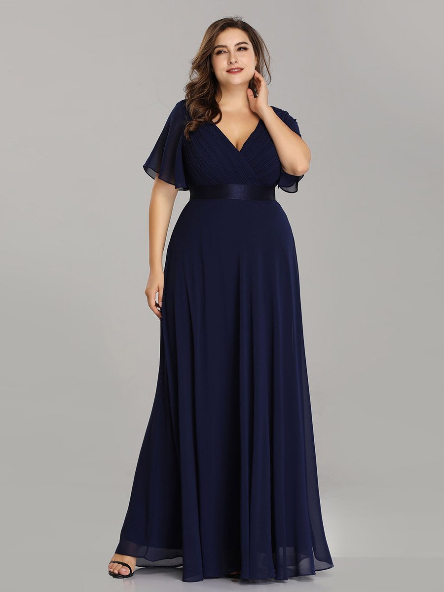 Jacqui Double V-Neck Ruffle Sleeve Bridesmaids Dress