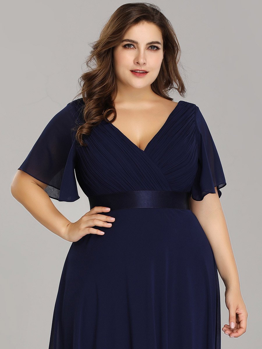 Jacqui Double V-Neck Ruffle Sleeve Bridesmaids Dress