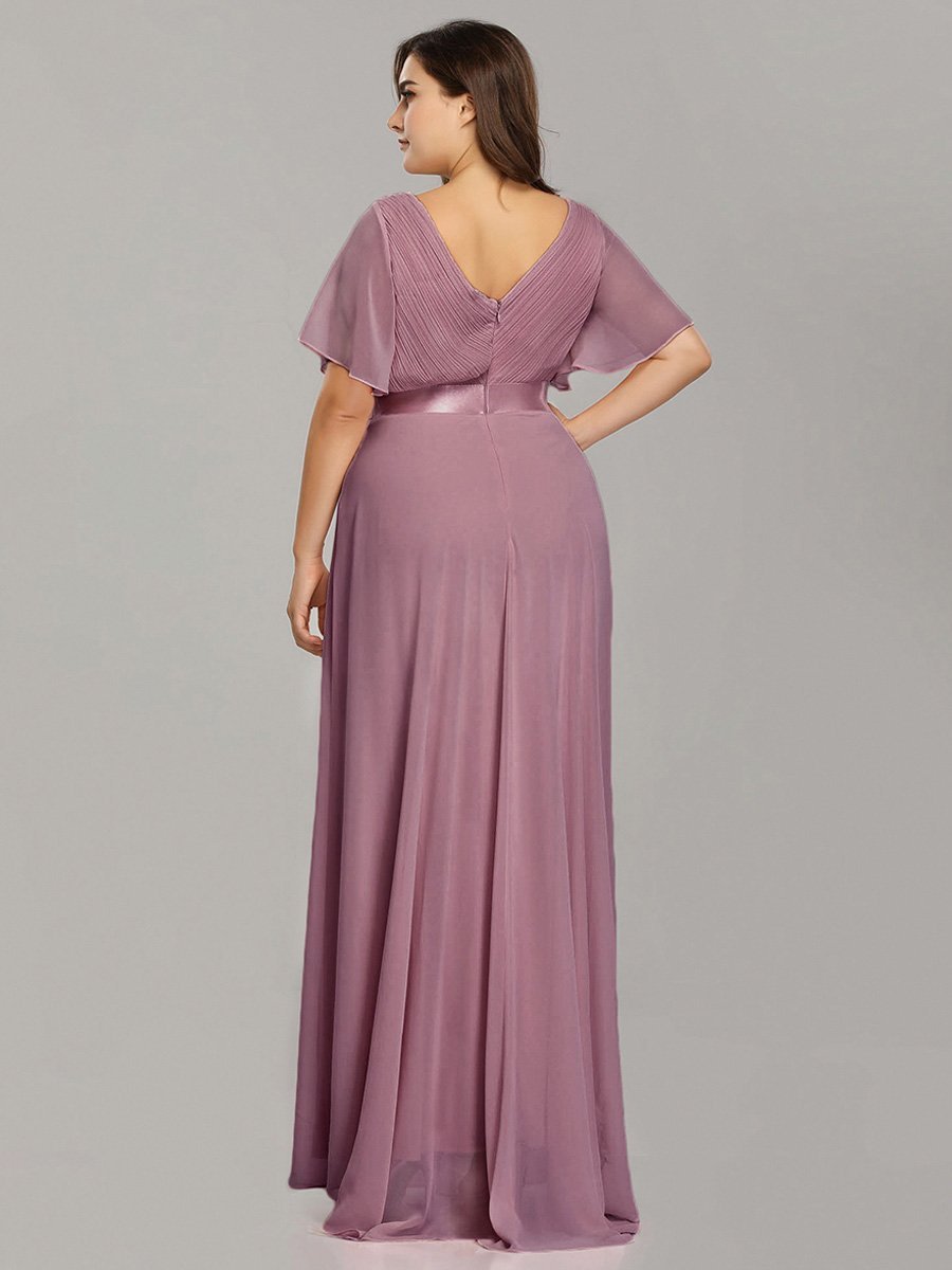 Jacqui Double V-Neck Ruffle Sleeve Bridesmaids Dress