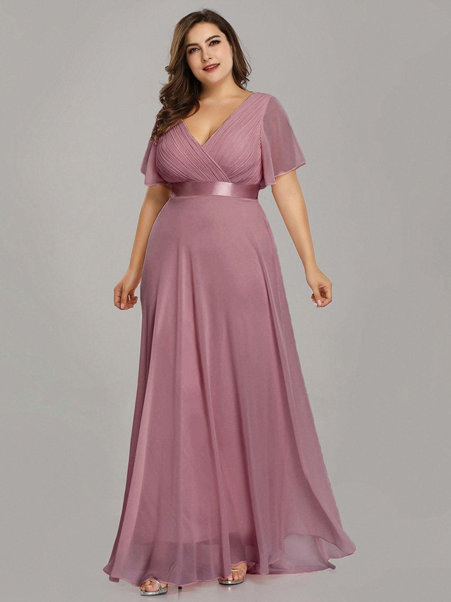 Jacqui Double V-Neck Ruffle Sleeve Bridesmaids Dress