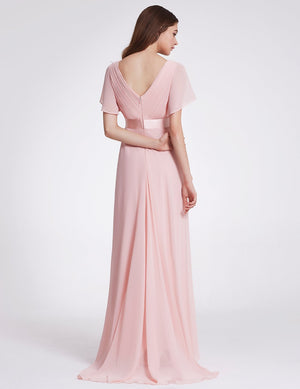 Jacqui Double V-Neck Ruffle Sleeve Bridesmaids Dress