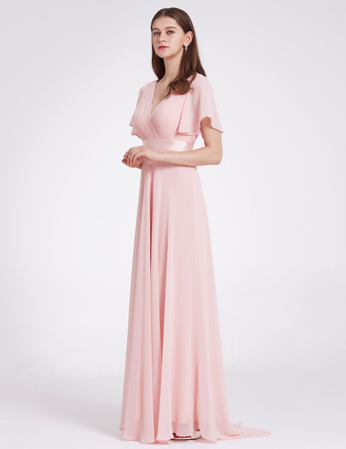 Jacqui Double V-Neck Ruffle Sleeve Bridesmaids Dress