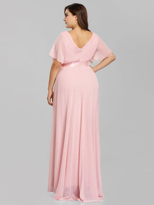 Jacqui Double V-Neck Ruffle Sleeve Bridesmaids Dress