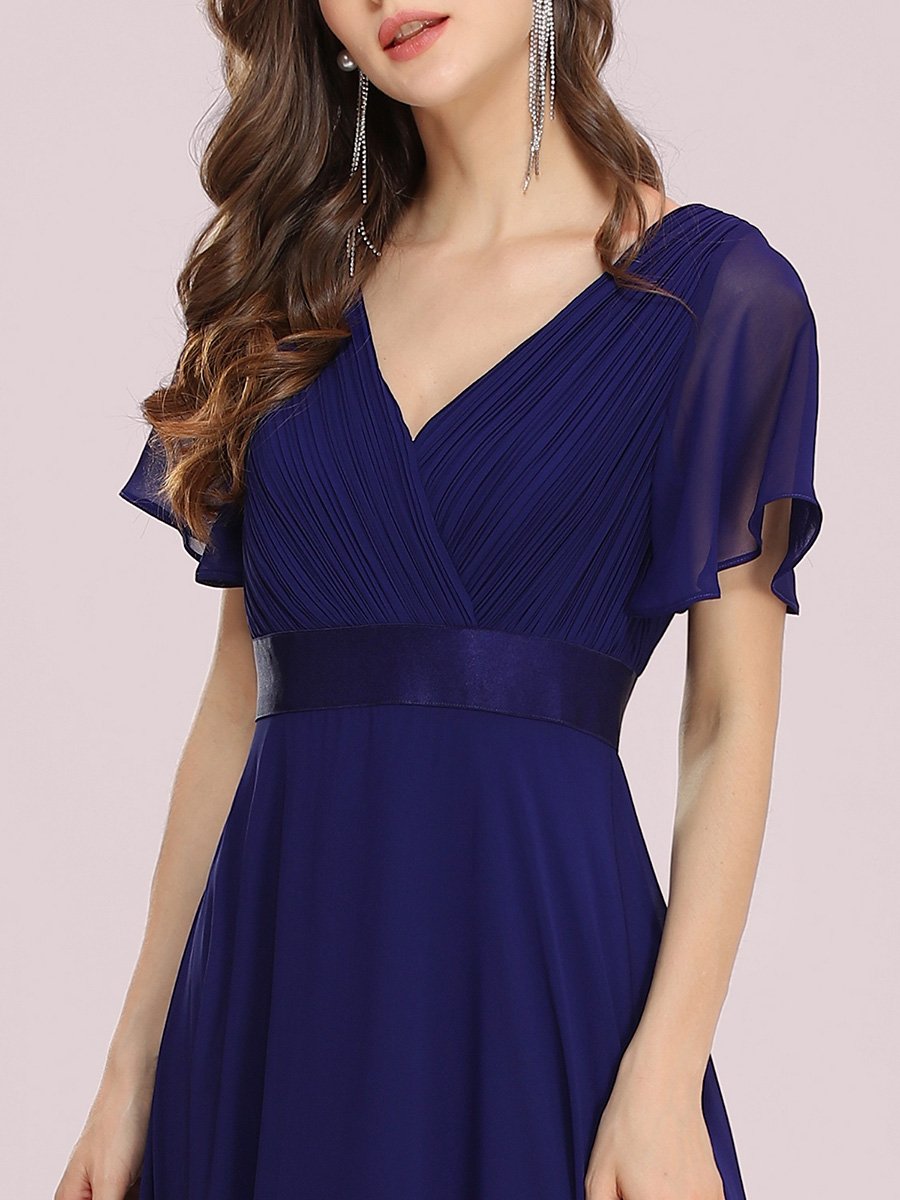 Jacqui Double V-Neck Ruffle Sleeve Bridesmaids Dress