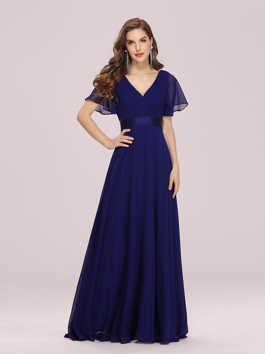 Jacqui Double V-Neck Ruffle Sleeve Bridesmaids Dress