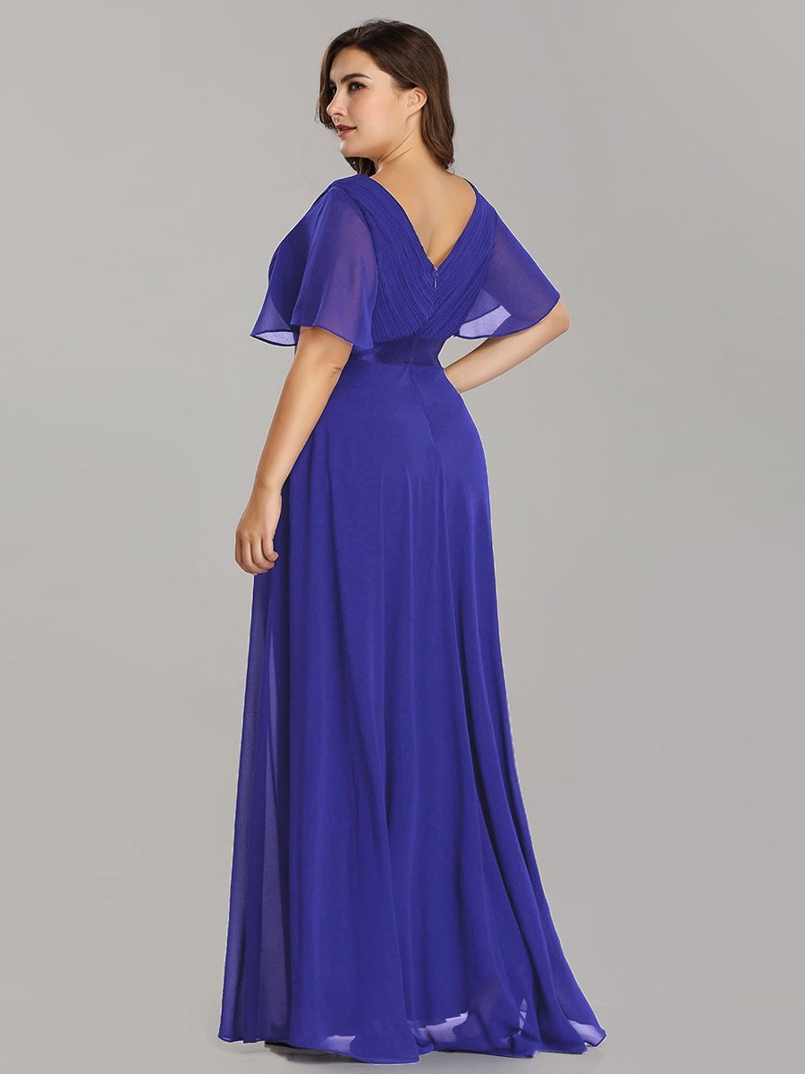 Jacqui Double V-Neck Ruffle Sleeve Bridesmaids Dress