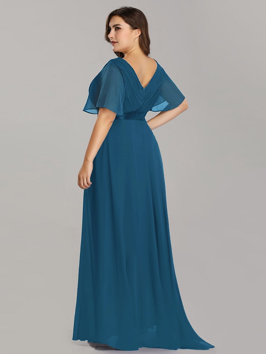 Jacqui Double V-Neck Ruffle Sleeve Bridesmaids Dress