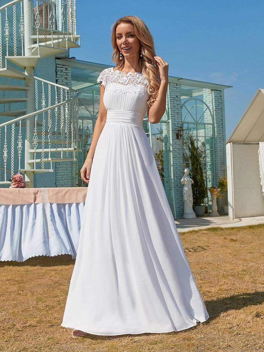Shirley Lacey Neckline Wedding Dress
