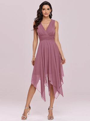 Knee Length Chiffon Bridesmaid Dress with Irregular Hem