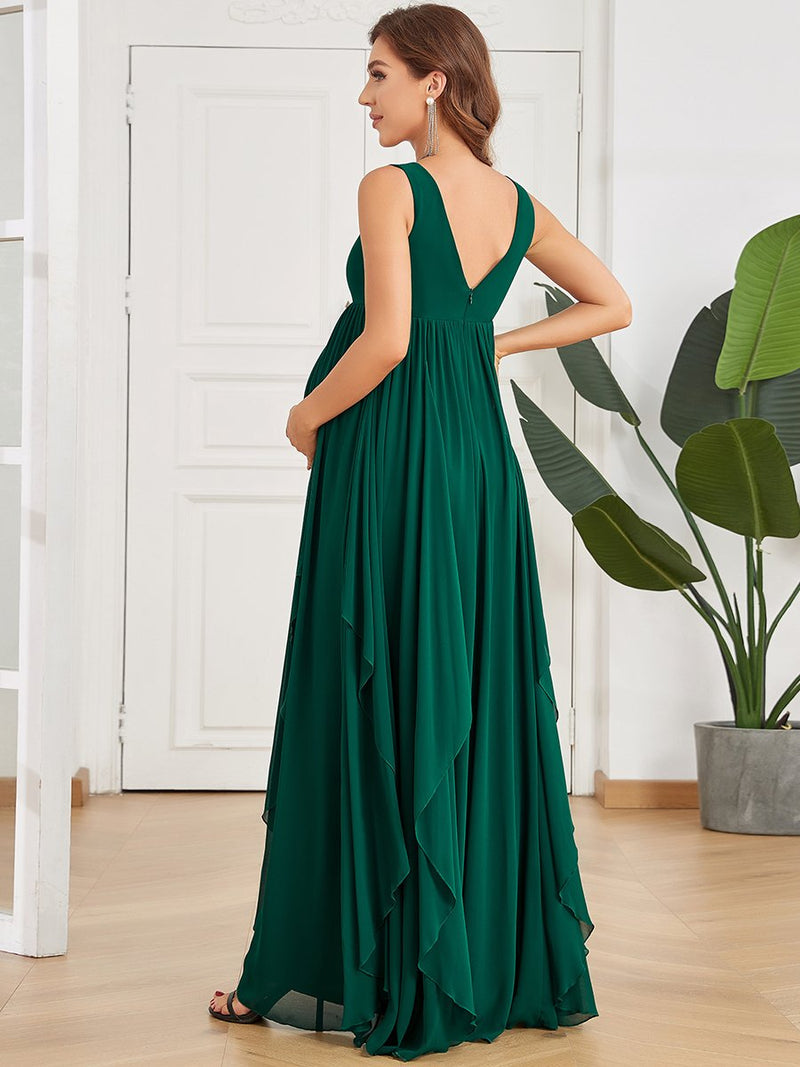 Deep V Neck A Line Sleeveless Maternity Dress