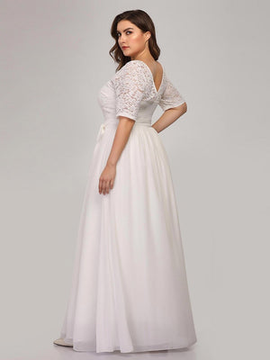 Short Sleeve Lace Bodice Wedding Dress