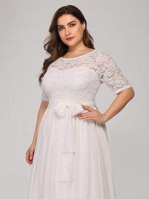 Short Sleeve Lace Bodice Wedding Dress