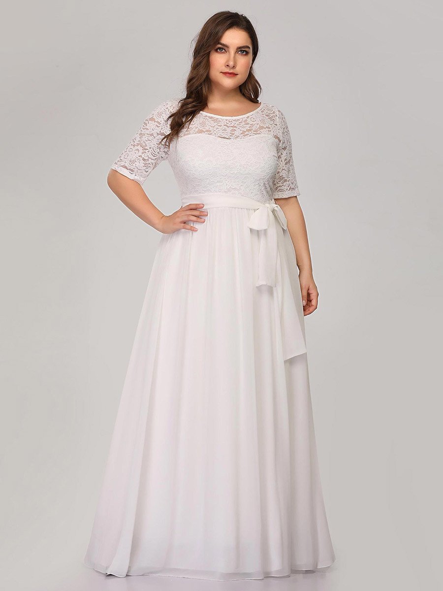 Short Sleeve Lace Bodice Wedding Dress