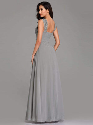 Elegant A Line Long Chiffon Bridesmaid Dress With Lace Bodice