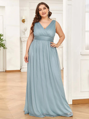 Double V Neck Maxi Long Plus Size sparkly Evening Dress