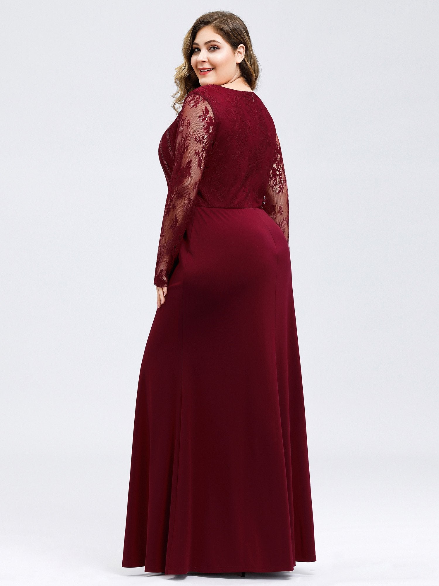 Sparkly Sequin Bridesmaids Dress With Sheer Lace Sleeves