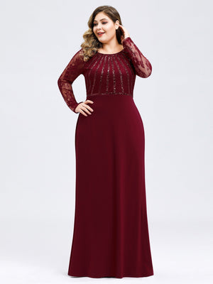 Sparkly Sequin Bridesmaids Dress With Sheer Lace Sleeves