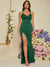 Cecilia Crisscross Backless Slit Thigh Satin Cami ball Dress