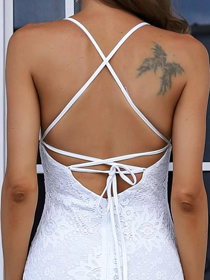 Lace up backless sales dress