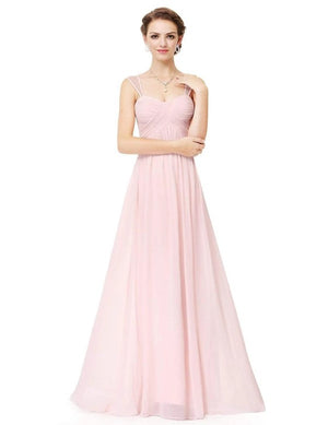 Elegant Long Chiffon Bridesmaid Dress with Corset Back