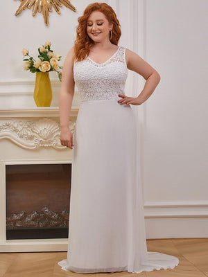 Maxi Long Plus Size Wedding Dress with Lace bodice