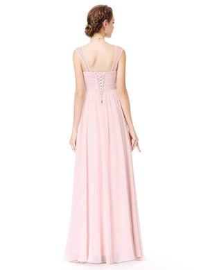 Elegant Long Chiffon Bridesmaid Dress with Corset Back