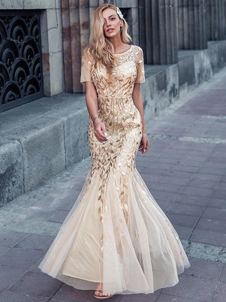 Lisa Sequin Fishtail Tulle Ball/Evening Dress