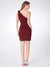 Women Fashion One Shoulder Burgundy Cocktail Party Dress