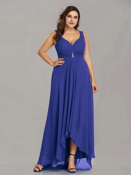 Double V Neck Rhinestones Bridesmaids Dress