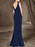 Freya V Neck Shimmery Evening Dresses With Side Split
